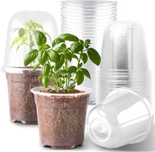 6 Inch Clear Nursery Pots with Humidity Dome, 15 Pack Durable Seed Starting Pot