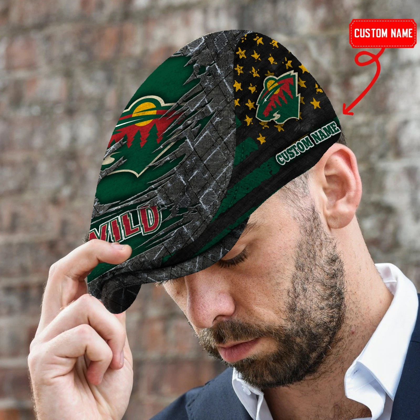 Minne^sota Team Wi^ld Jeff Cap Driving Cap Golf Cap Newsboy Cap Flat Cap