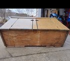 Antique Primitive Wood Zinc Lined Penna Dry Sink Mustard Paint Square Nails  — photo 9