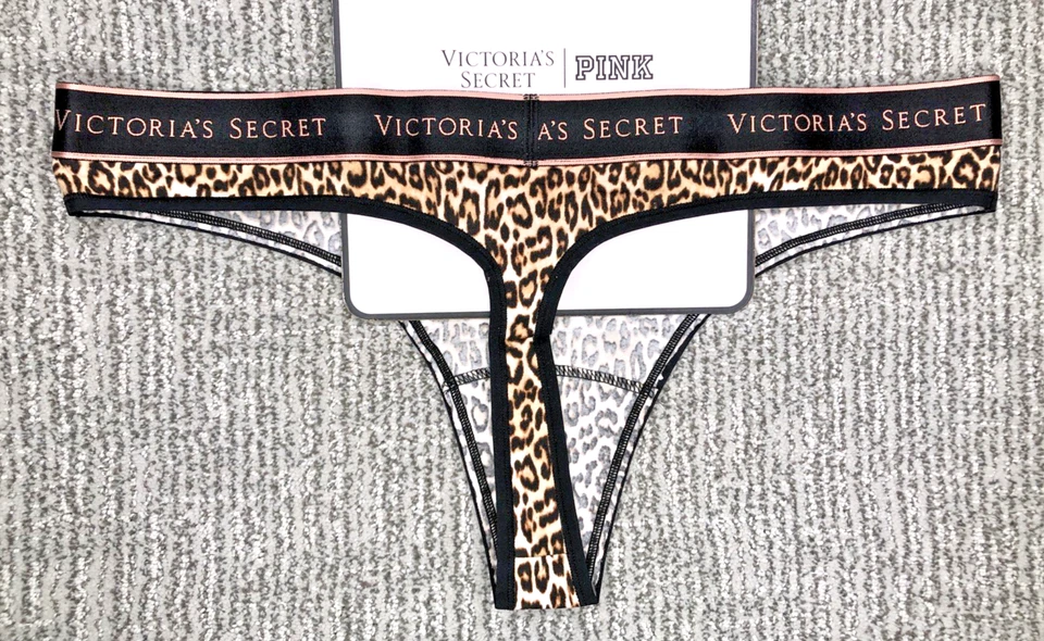 Victoria's Secret новый с Ярлыками XL леопард печать стринги трусики милый с надписью сексуальный черный - Изображение 2 из 4
