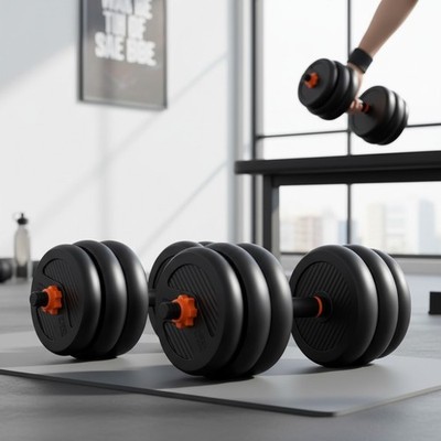 Luxury 5-in-1 Adjustable Dumbbell Set - Barbell, Kettlebell, Push-ups & More