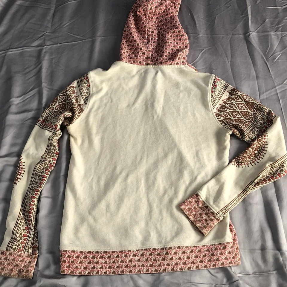 VTG Lucky Brand Y2K Allover Print Hoodie Jacket Sweatshirt M floral Rare Boho - Image 2 of 4