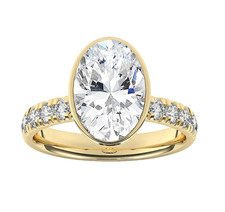 14k Yellow Gold 3.20 Carats Oval Lab Grown Diamond Solitaire Engagement Ring