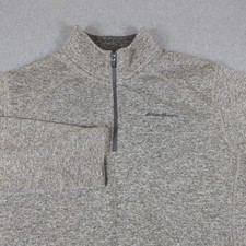 Eddie Bauer Sweater Mens XL Gray Long Sleeve Fleece 1/4 Zip Pullover Outdoor