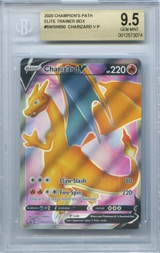 BGS 9.5 Mint+ Pokemon TCG Champions Path Charizard V Promo Full Art Card SWSH050