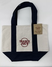 TRADER JOE'S NAVY BLUE MINI CANVAS TOTE BAG NWT FREE GIFT FAST SHIPPING