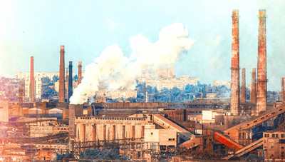 ''HO Scale'' Building Background Flat / Front 2D ''Ohio Steel Mill'' Backdrop  New!