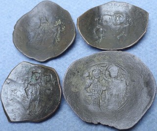 Lot of 4 Byzantine Bronze Cup Coins