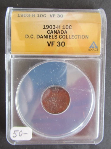 1903-H SILVER 10 CENTS ANACS GRADED VF30 CANADIAN DIME
