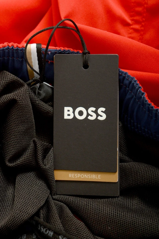 Pantalones Cortos de Natación Hugo Boss Para Hombre "Orca" Rojo Verdadero Estampado de Logo EE. UU. M IT 50 Foto 4 de 4