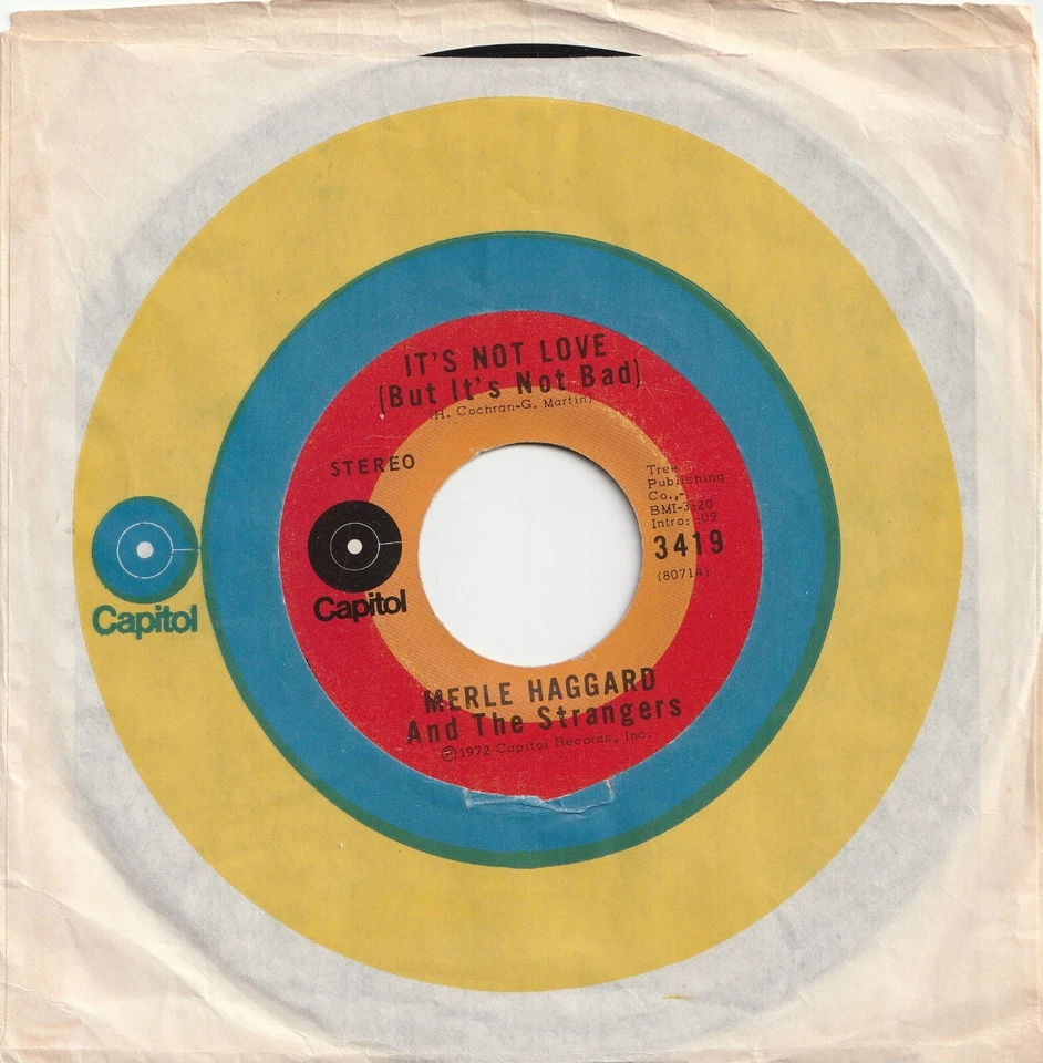 MERLE HAGGARD - IT'S NOT LOVE / MY WOMAN KEEPS LOVIN' - VERY RARE 45 - CANADA! - Image 2 of 4