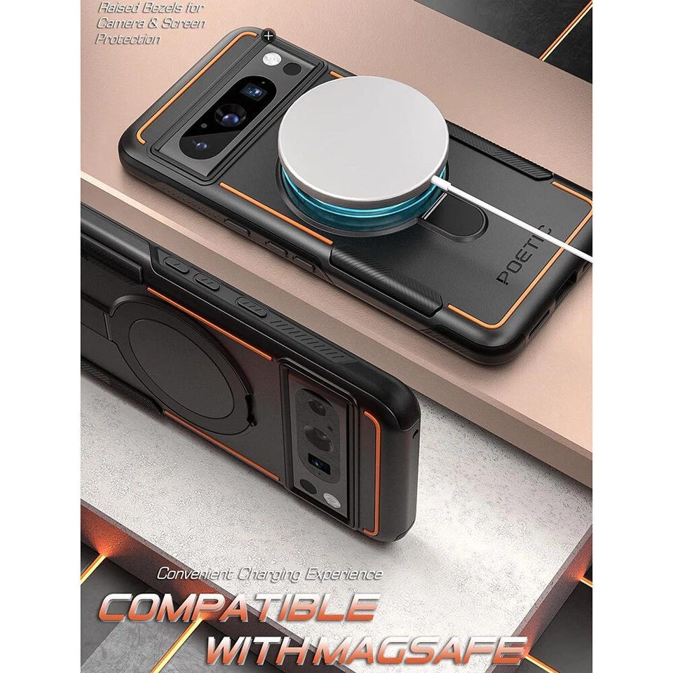 Para Google Pixel 8 Pro/Pixel 8/8ACase | Estuche con soporte de anillo magnético MagSafe poético Foto 3 de 4