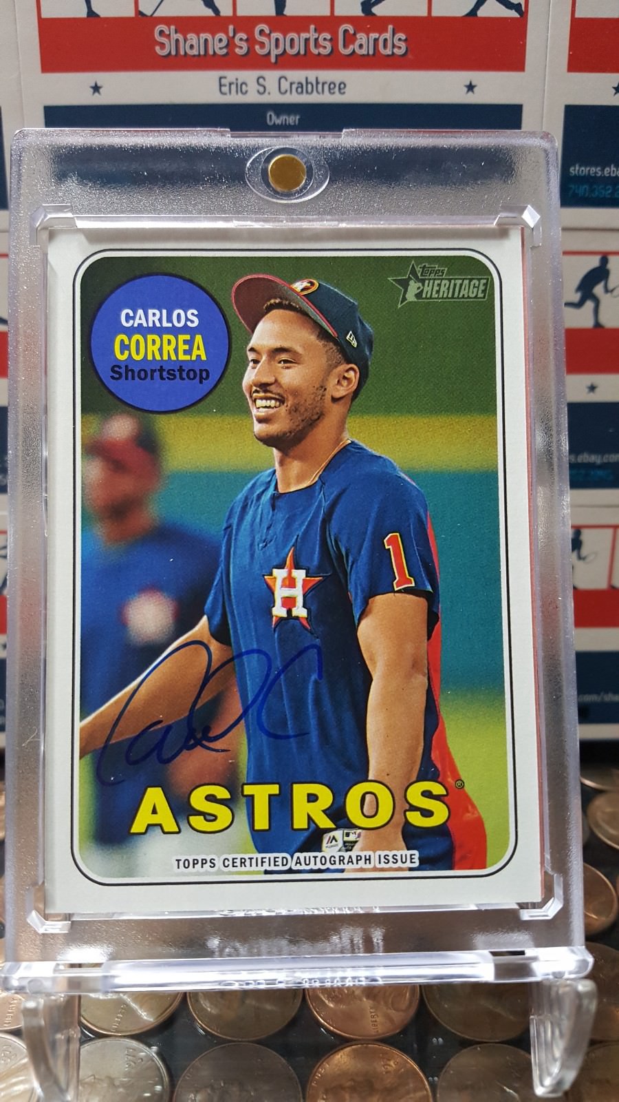2018 Topps Heritage Real One Autographs #ROA-CC Carlos Correa On Card Signature