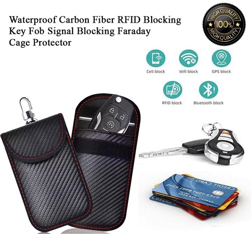 2 x CAR KEY SIGNAL BLOCKER FOB POUCH CASE KEYLESS RFID BLOCKING BAG FARADAY CAGE - Picture 5 of 14