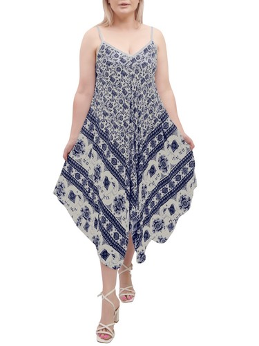 Maxi vestido de verano italiano con tirantes estampado de playa con cuello en V sin mangas para mujer - Imagen 46 de 253