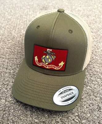 US Marines Hat USMC Flag SnapBack Trucker Mesh Cap Custom Handcrafted in Florida