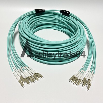 30M Indoor Armored LC-LC 8 Sstrand OM3 50/125 Multimode Fiber Optic Cable 10GB #