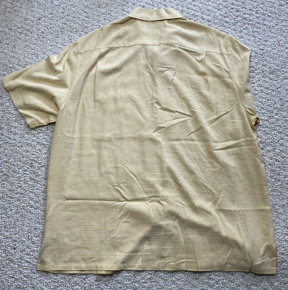 Camisa de vestir Croft & Barrow para hombre talla XL amarilla texturizada ligera 100 % seda Foto 2 de 4