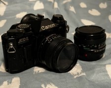 Canon AE-1 Program 35mm Film Camera w/50mm F1.8, 28mm - Black