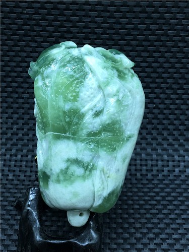 702g seltene chinesische natürliche Xiu Jade Handschnitzerei Reichtum Chinakohl Statu 274 - Bild 9 von 12