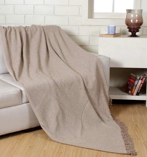100% Cotton Throw Herringbone Design 3 Seater Sofa Throw Blanket 229cm x 254cm - Picture 2 of 25