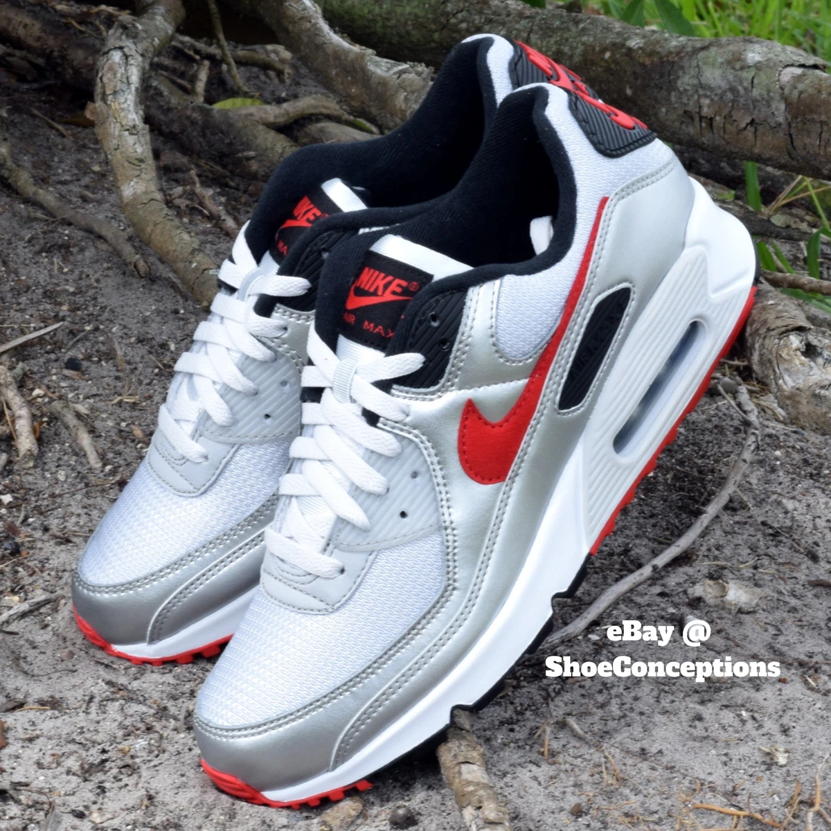 Nike Air Max 90 Shoes &#034;Silver Bullet&#034; University Red Men&#039;s Sizes NEW | eBay