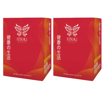 2 X Itsuki Kenko Foot Pads 40's Natural Red Pepper & Herbal Blend Removal Toxin
