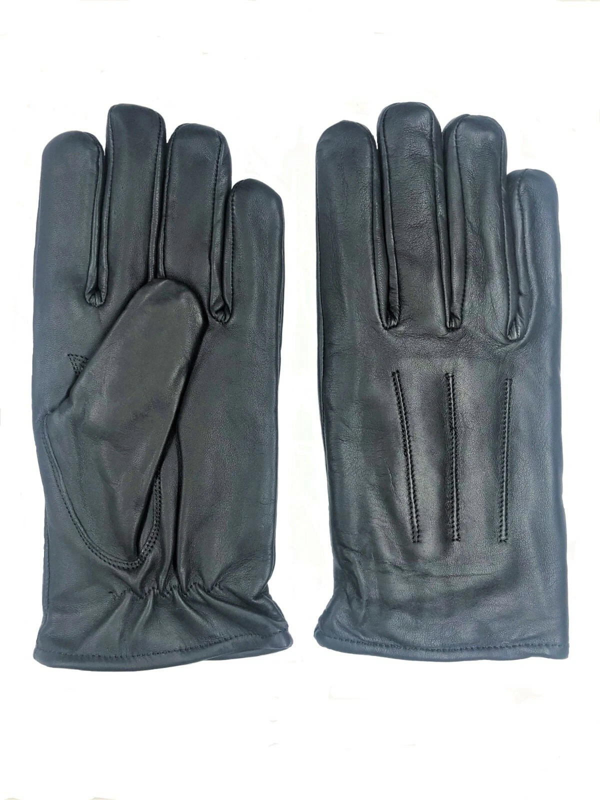 Men's Black GENUINE SHEEPSKIN soft leather winter gloves w/ fleece lining