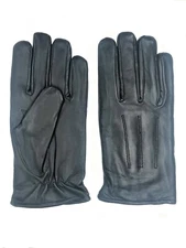 Men's Black GENUINE SHEEPSKIN soft leather winter gloves w/ fleece lining 