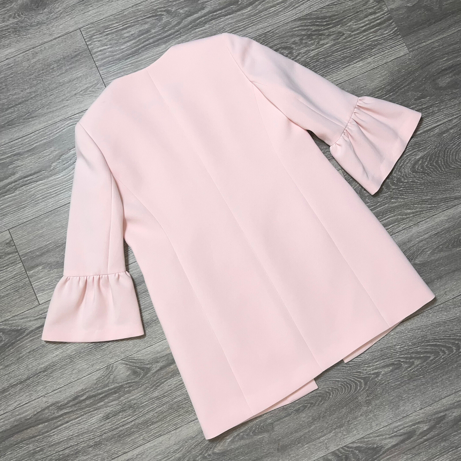 Nine West 3/4 Bell Sleeve Babydoll Longline Coat Jacket Light Pink y2k 6 S New