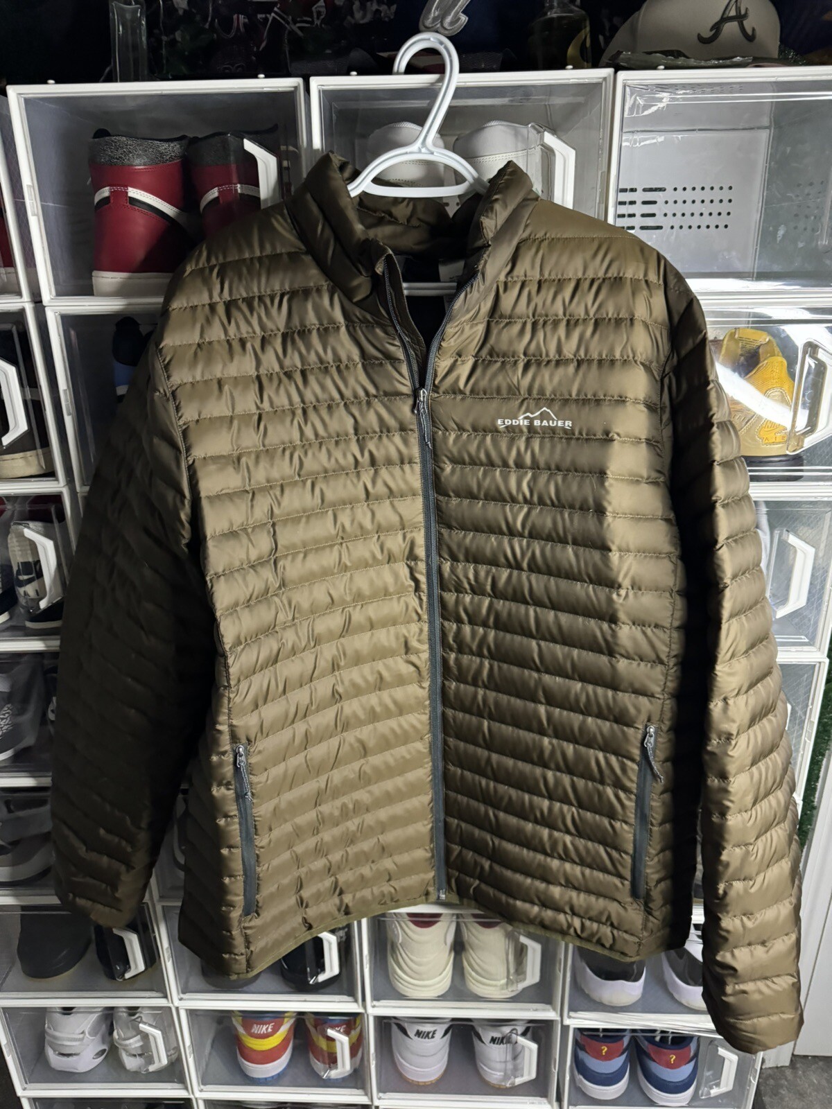 Eddie Bauer EB650 Down Puffer Jacket Mens XL Brown Full Zip Packable eBay