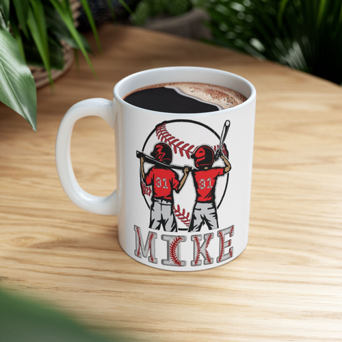 Kids Baseball League Personalized Name And Number Jersey Mug Gift Mug - Picture 4 of 8