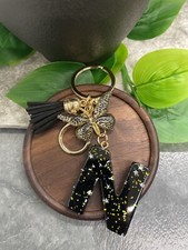 3.5" Handmade Resin Pendant Initial Keychain N Tassel New Free Ship A3005