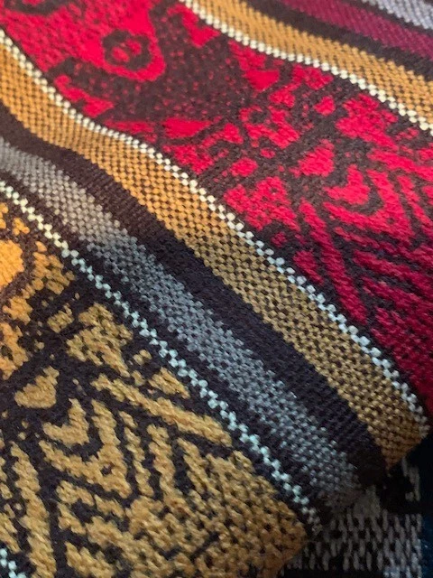 Tela ecuatoriana peruana flecos suroeste colorida cama mesa acento habitación Foto 4 de 4