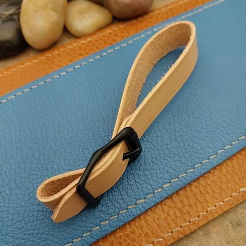 Natural Buttero Leather Pocket Watch Fob Strap & Black Finish Solid Buckle - Picture 4 of 4