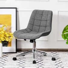 Costway Armless Office Chair Mid-Back Height Adjustable Fabric Task Swivel Chair