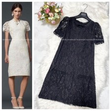 Authentic Dolce & Gabbana Floral Lace Short Sleeve Dress 40 Black