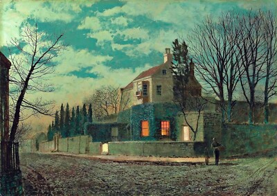 1891 - Yew Court Scalby by Twilight by John Atkinson Grimshaw - Giclee Fine Art 