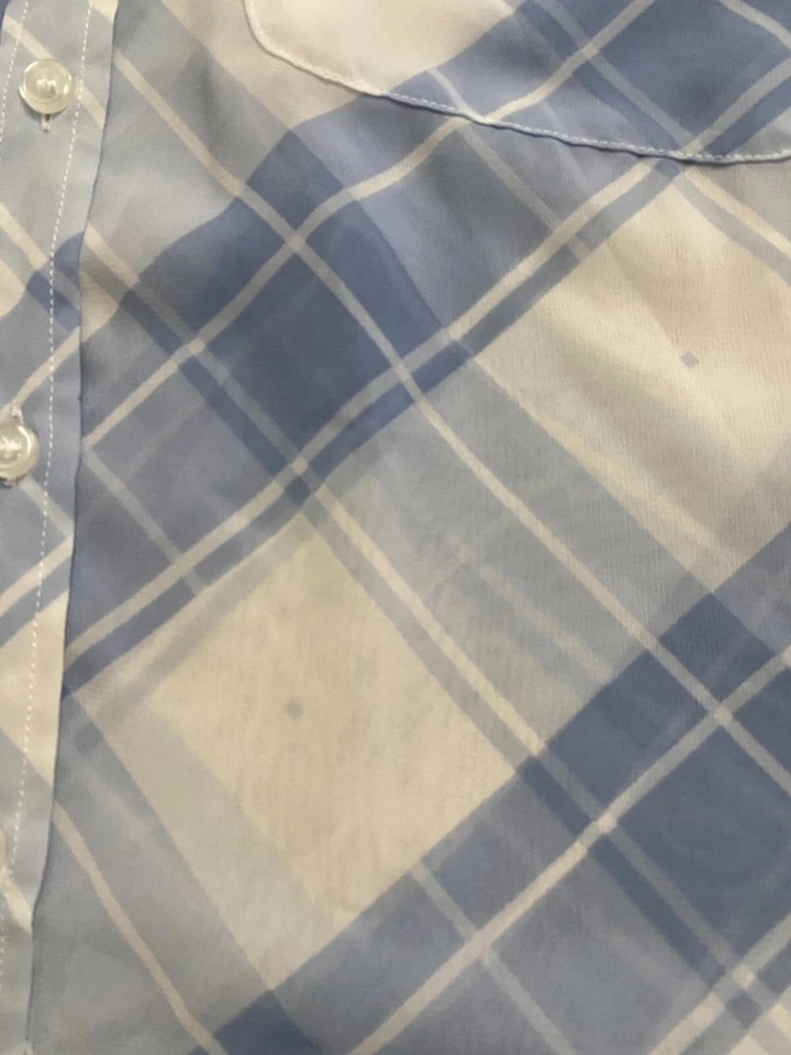 Camisa con botones de manga larga a cuadros transparentes talla 8 INC International Concepts para mujer Foto 4 de 4