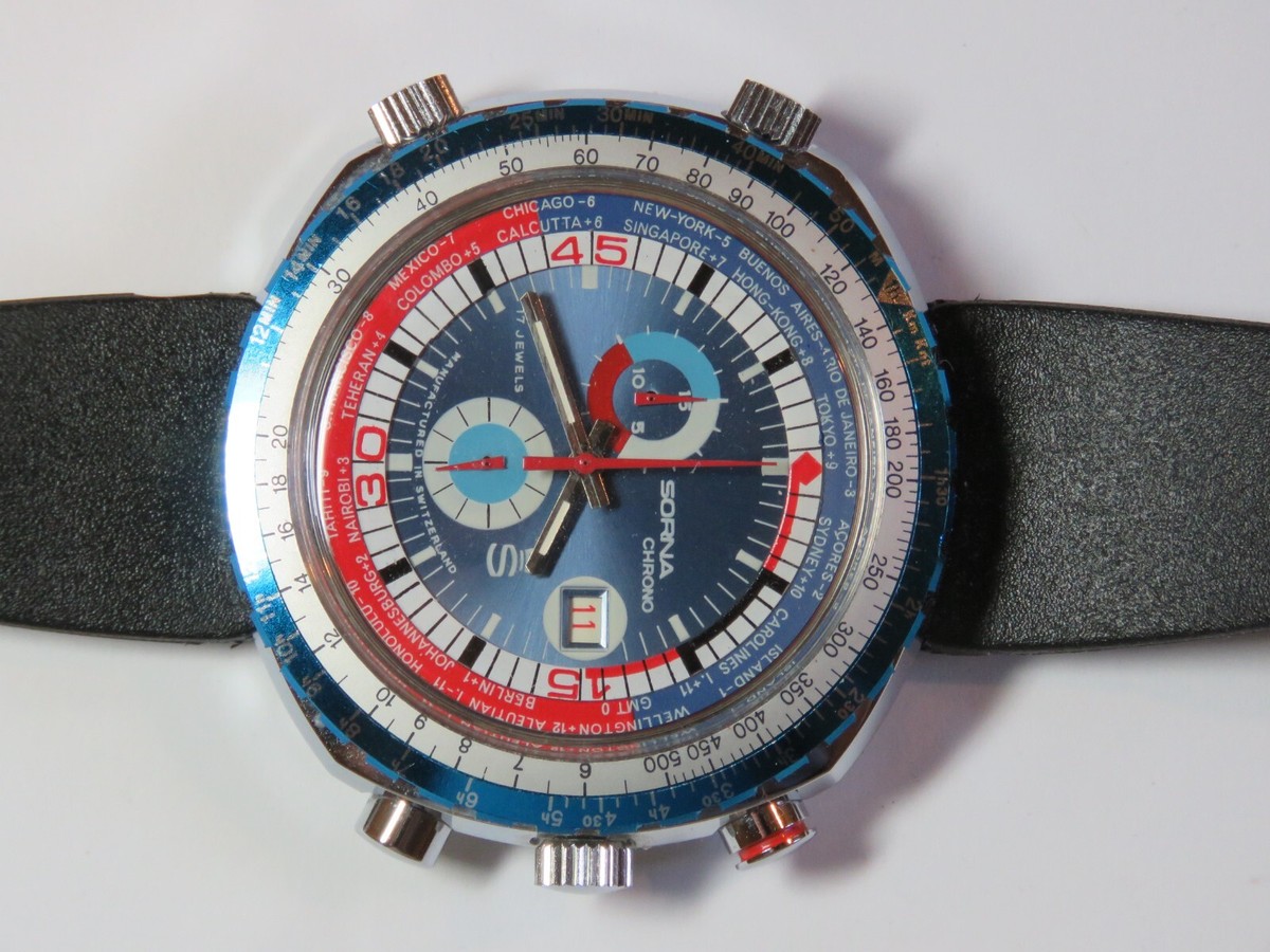 Sorna Chronograph Watch, World Timer 17 Jewels #2693 | eBay