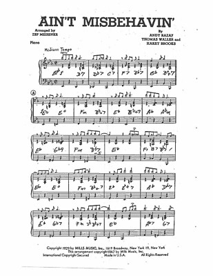ボーカル ビッグバンド譜面：Ain't Misbehavin' Ain't Misbehavin