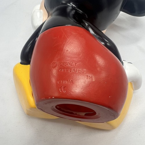 Vintage Applause Disney Mickey Mouse Plastic Piggy Coin Bank - 9" Tall No Plug - Picture 8 of 12