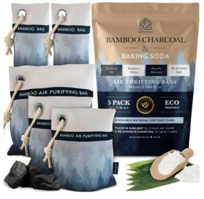 Bamboo Charcoal Air Purifying Bags - Dual Action Formula - 5 bags