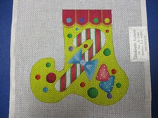 Melissa Shirley Handpainted Needlepoint Canvas Crazy Sock Candy Cane Candy