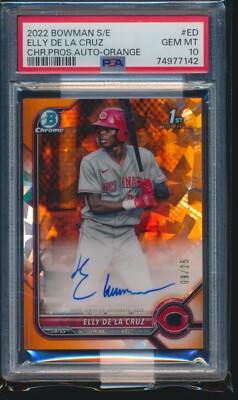 PSA 10 ELLY DE LA CRUZ AUTO 2022 Bowman Sapphire ORANGE