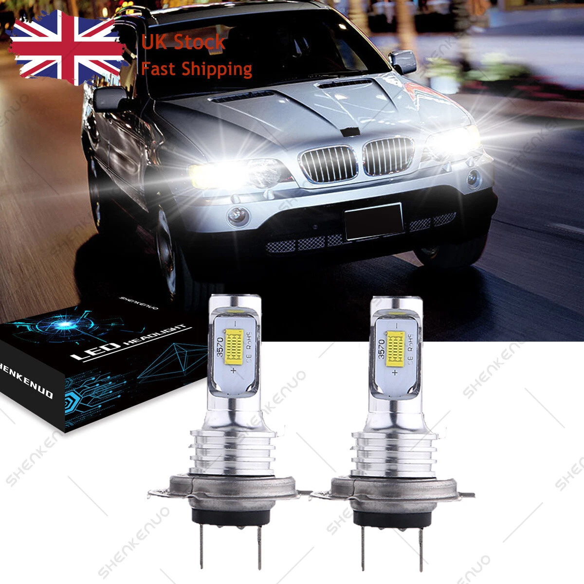 For BMW X5 E53 Upgrade 2X 499 H7 3570 Dip Beam Led Headlight Xenon Bulbs 12V Kit