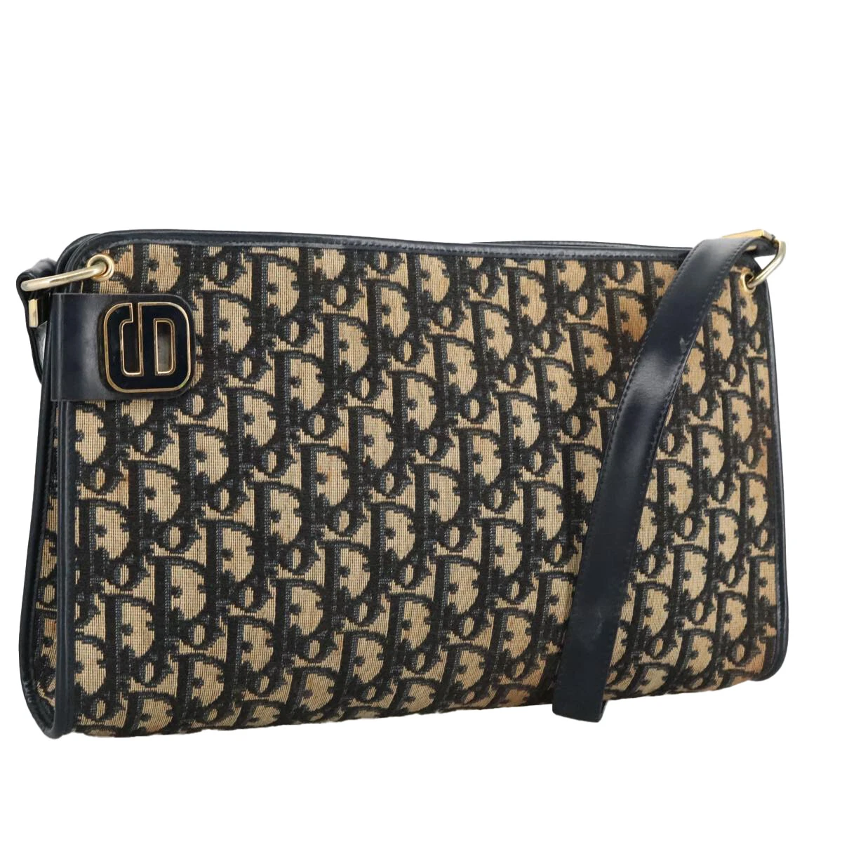 Sac bandoulière Christian Dior trotteur toile marine or authentique ep6208