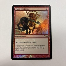 Mass Hysteria 99 / 306 MP Foil Mirrodin MTG English Creatures Gain Haste!