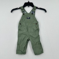 Osh Kosh B'Gosh Green Overalls Twill W/ Plaid 9M Infant Baby Autumn Fall Photos