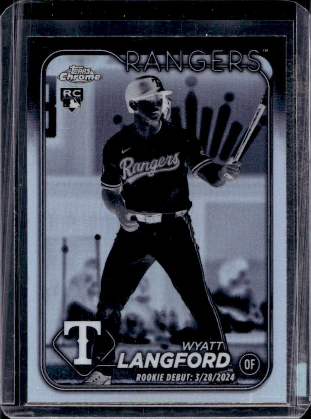 2024 Topps Chrome Update Wyatt Langford RC Negative Refractor #USC37 Rangers